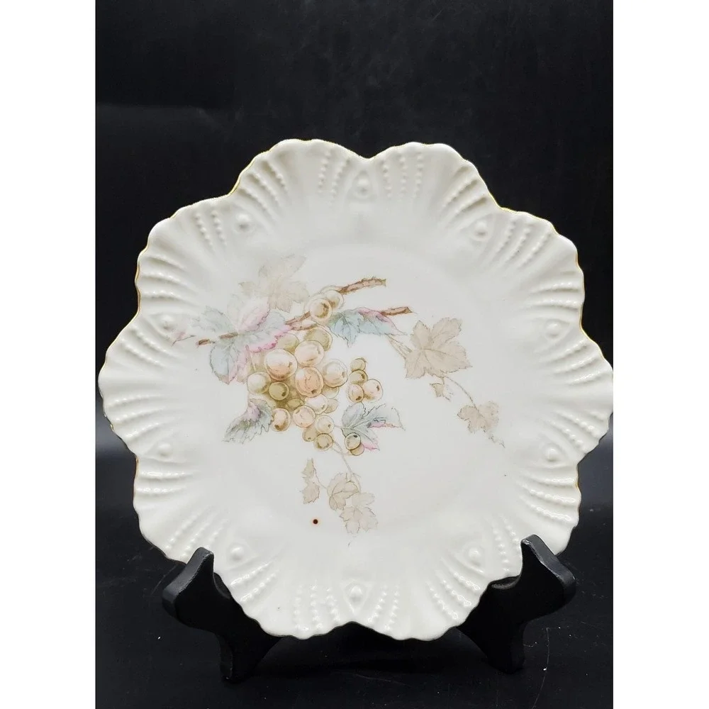 Antique CARLSBAD Austria BFHS‎ China Floral Leaf Shaped Decorative Plate 7.25